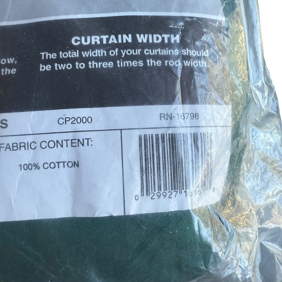 Tab Curtains One Panel - Hunter Green 58 x 84in. 100% cotton made in the USA. - Picture 5 of 6